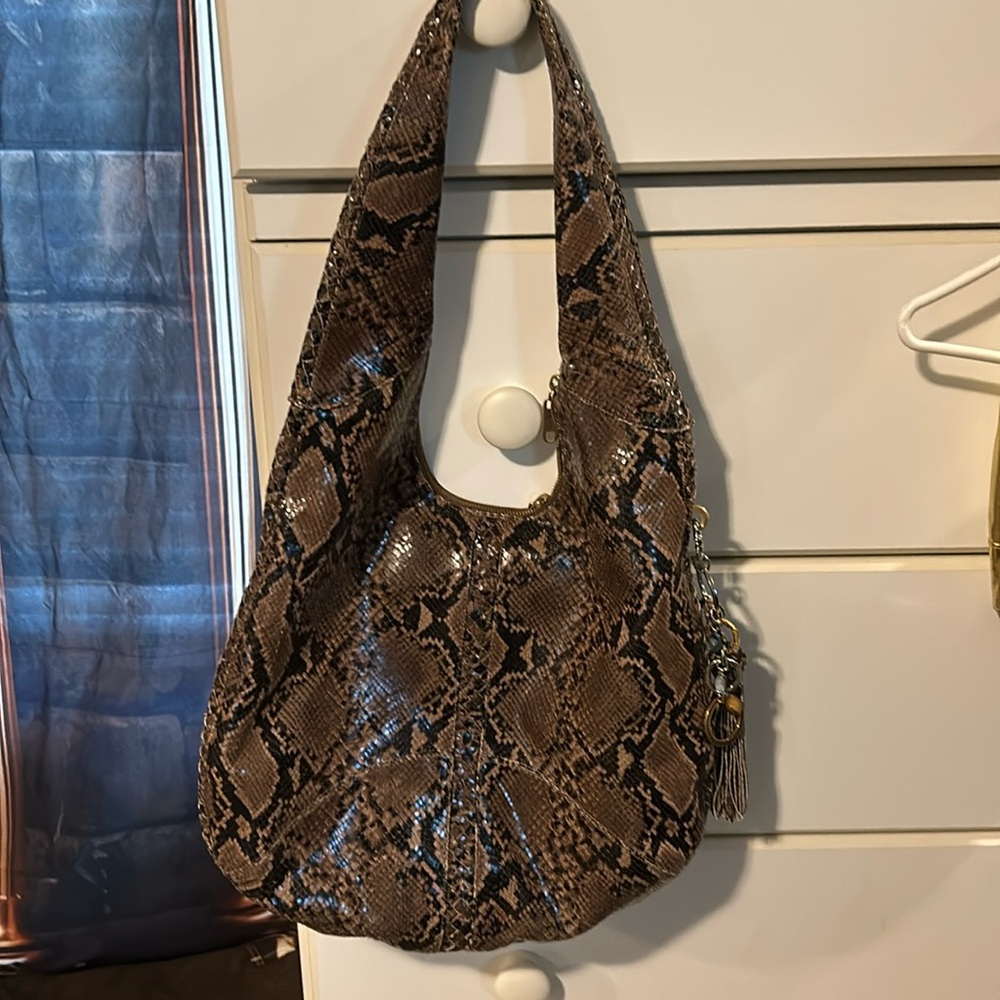 Alexa Hudson python hobo leather purse